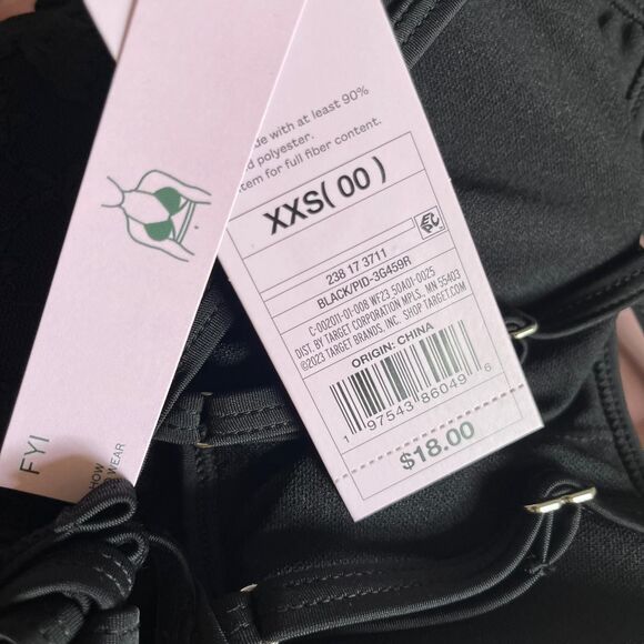 Wild Fable Size XXS Black Bikini Swim Top – Strappy Tie Front - Picture 4 of 4